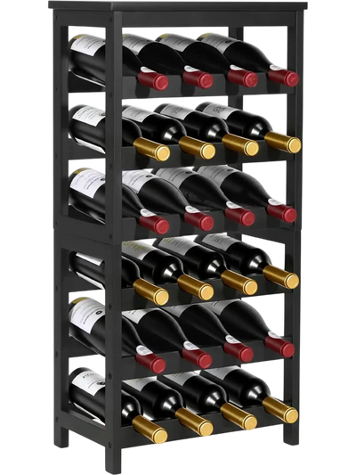 Vevor Wine Rack 24 Bottle 6-Tier Freestanding Floor Display with Table Top Black New