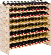 VEVOR 96 Bottle Stackable Modular Wine Rack, 8-Tier Wine Bottle Holder,Solid Wood Floor Freestanding Wine Storage Rack For Pinot Noir bottles,For Kitchen, Cellar, and Bar, Natural