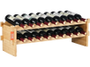 VEVOR 18 Bottle Stackable Modular Wine Rack, 2-Tier Solid Bamboo Wood Storage Racks, Floor Freestanding Wines Holder Display Shelf, Wobble-Free Shelves for Kitchen, Bar, and Cellar (Natural Color)