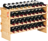 VEVOR 36 Bottle Stackable Modular Wine Rack, 4-Tier Solid Bamboo Wood Storage Racks, Floor Freestanding Wines Holder Display Shelf, Wobble-Free Shelves for Kitchen, Bar, and Cellar (Natural Color)