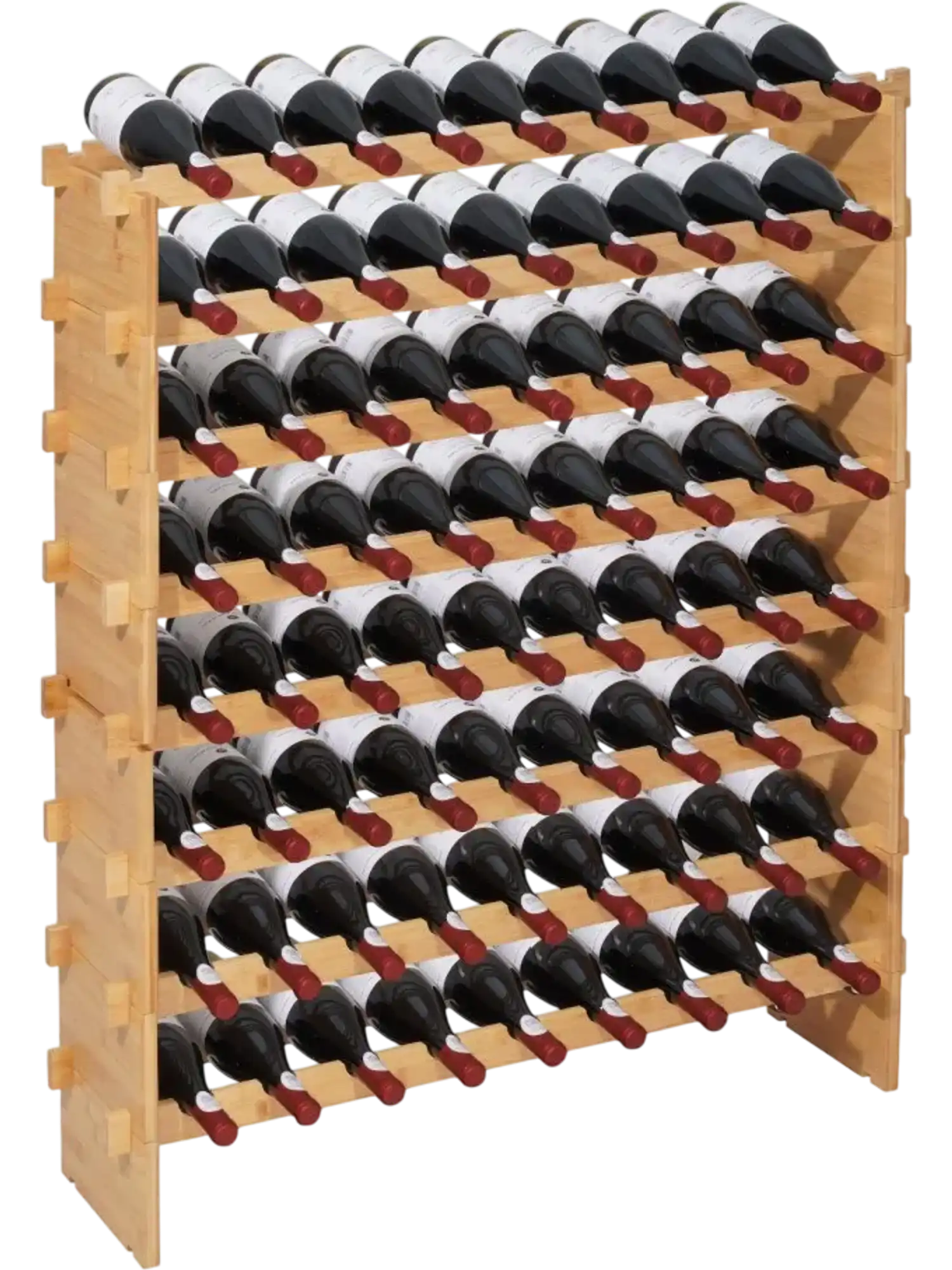 Vevor Wine Rack 72 Bottle 8-Tier Stackable Modular Freestanding Storage Rack Natural New