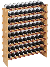 VEVOR 72 Bottle Stackable Modular Wine Rack, 8-Tier, Floor Freestanding Wine Storage Rack, Sturdy Wines Holder Display Shelf, Wobble-Free Shelves, Easy Assembly, for Kitchen, Cellar, and Bar, Natural