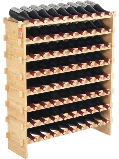 Vevor Wine Rack 72-Bottle 8-Tier Modular Bamboo Storage Shelf New