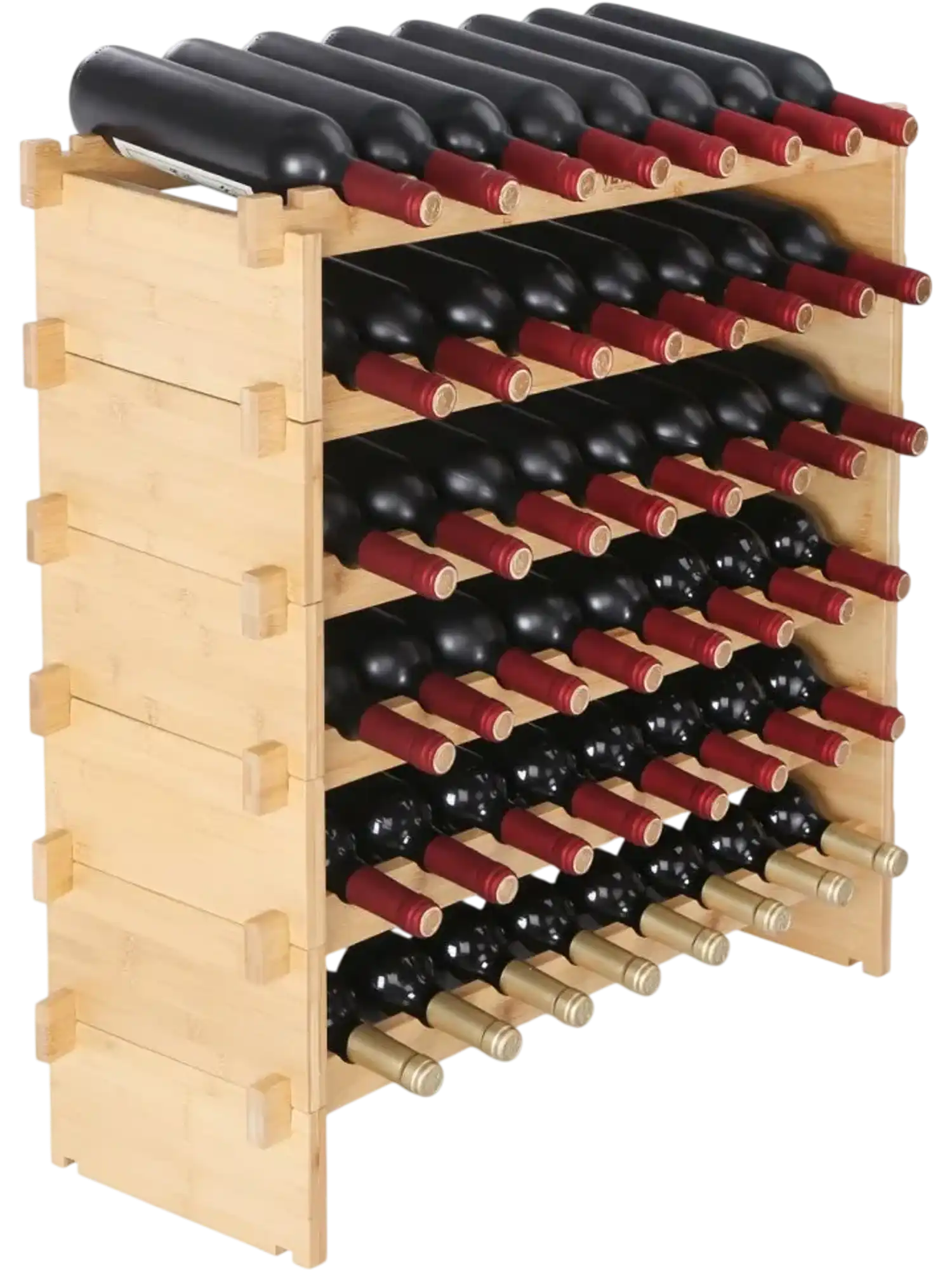 Vevor Wine Rack 48-Bottle 6-Tier Stackable Modular Bamboo Display Shelf New