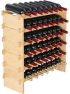 VEVOR 48 Bottle Stackable Modular Wine Rack, 6-Tier Solid Bamboo Wood Storage Racks, Floor Freestanding Wines Holder Display Shelf, Wobble-Free Shelves for Kitchen, Bar, and Cellar (Natural Color)