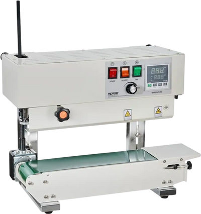VEVOR Continuous Bag Band Sealing Machine, 0.24-0.47 in/6-12 mm Seal Width, Vertical Band Sealer Machine with Digital Temperature Control, Carbon Steel Bag Sealer for 0.02-0.8 mm Plastic Bags Films
