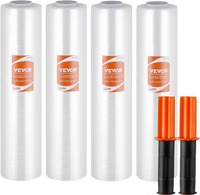 VEVOR Stretch Film, 15 inches x 1000 feet, 4 Pack, 60 Gauge Industrial Strength Clear Durable Stretch Wrap Roll, Heavy Duty Shrink Film Stretch Wrap with Handles for Pallet Wrapping Shipping Moving