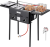VEVOR Outdoor Propane Deep Fryer, Dual-Tank 8QTx2 Commercial Fryer, Stainless Steel Cooker with Foldable Platform, Dual Basket, and Heat Adjustment, Floor Standing Fryers for Restaurant Home Snack Bar