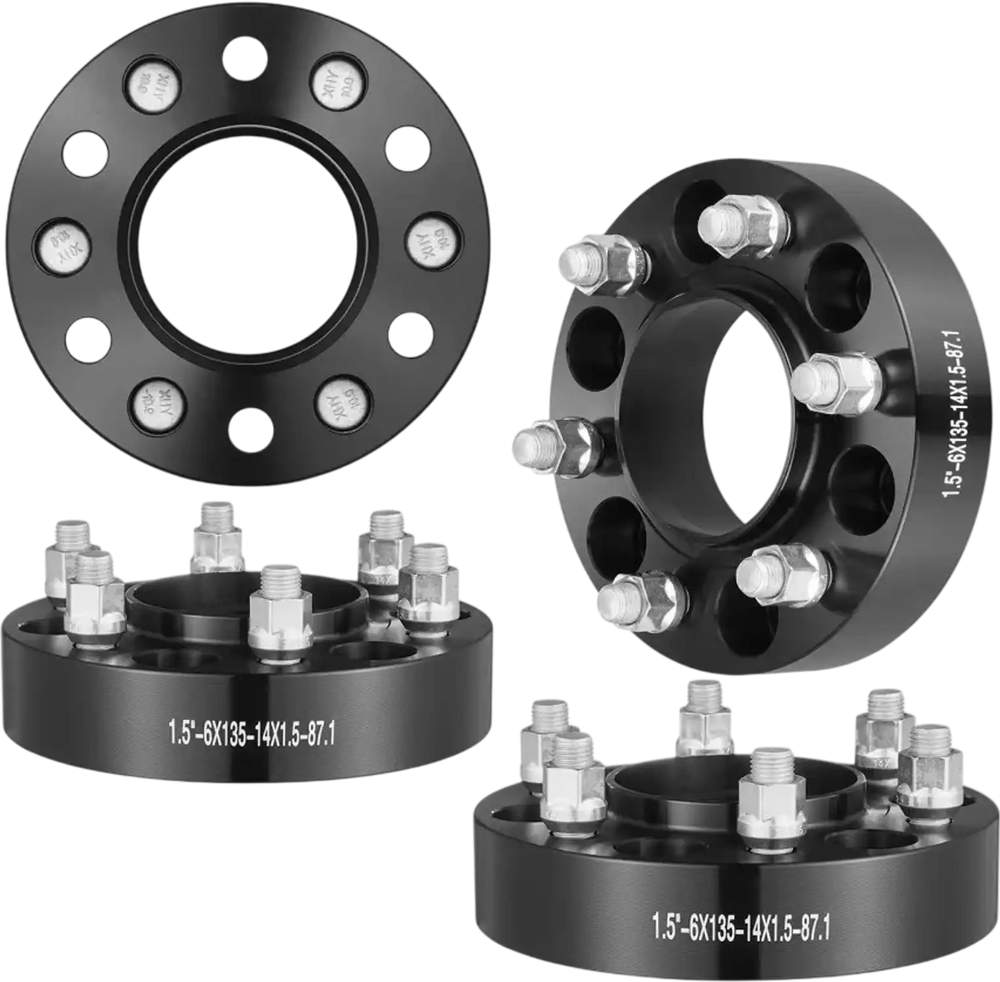 VEVOR Wheel Spacers, 1.5" 6"x5.3" Wheel Adapters, 6 Lug Forged Spacer, 87.1 mm Bore Hubcentric M14 x1.5 Studs Spacers, Fit for Ford F150, Expedition, Lobo, Navigator, 4 PCS Black