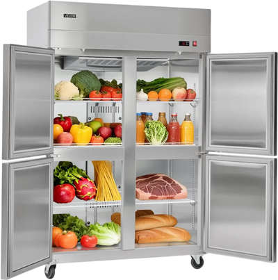 Vevor Four Door Refrigerator Commercial Stainless Steel Reach-In 31.4 Cu. Ft. New
