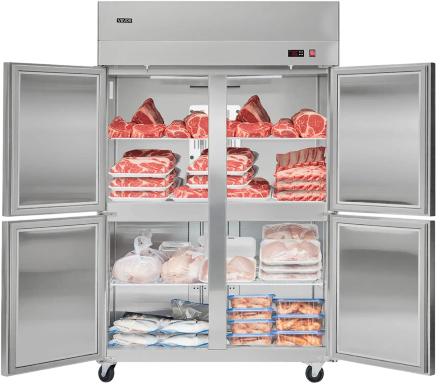 Vevor Freezer 31.4 Cu. Ft. Four Door Commercial Upright Reach-In Stainless Steel New