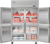 VEVOR Commercial Freezer, 31.89 in Width Reach In Upright-Freezer Four Door, 31.4 Cu.ft Auto-Defrost Stainless Steel Freezer with 6 Adjustable Shelves, -11 to 14℉ Temp Control, LED Light, 4 Wheels