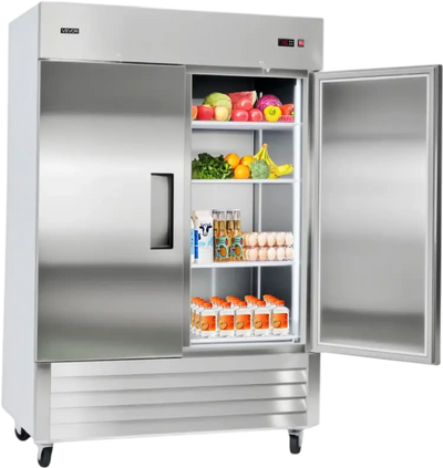 Vevor Commercial Refrigerator Double Door Reach-In Upright 43.2 Cu. Ft. Stainless Steel New