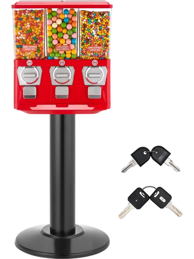 Vevor Candy Vending Machine Triple Compartment Vintage Dispenser with Stand New