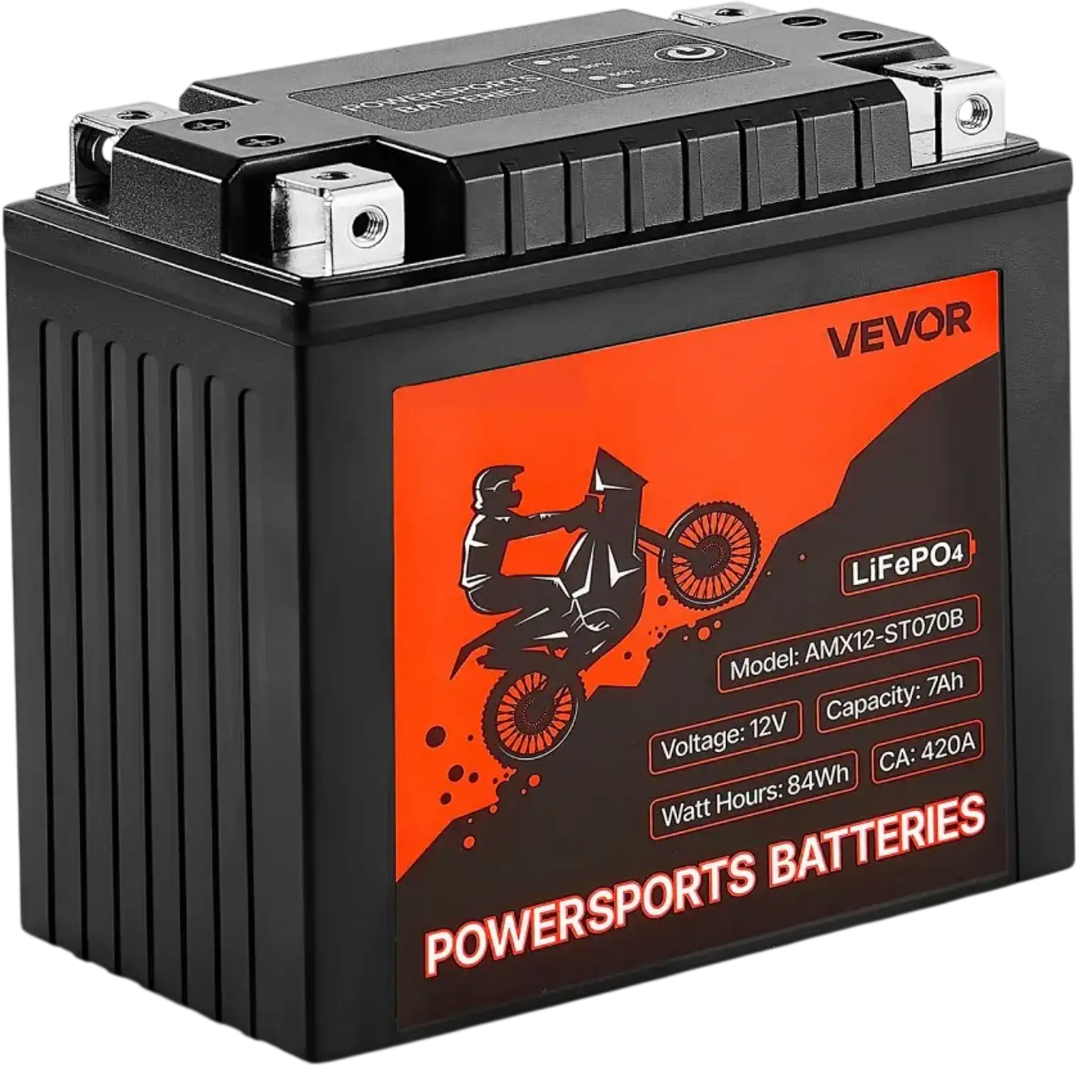 Vevor Motorcycle Battery 12V 7Ah LiFePO4 Pre-Charged Powersports New