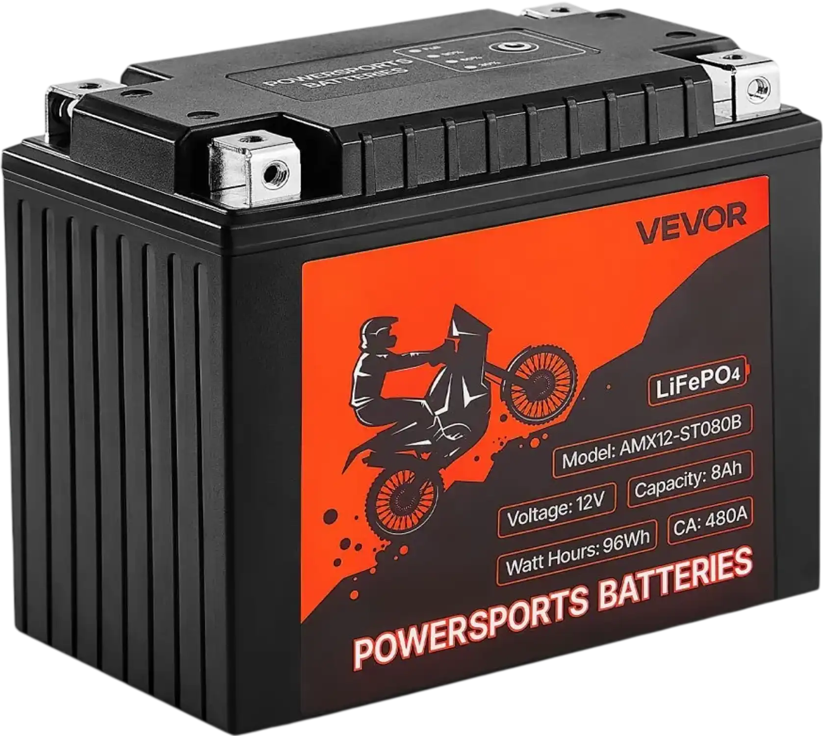Vevor Motorcycle Battery 12V 8Ah LiFePO4 Lithium Pre-Charged Powersports Battery New