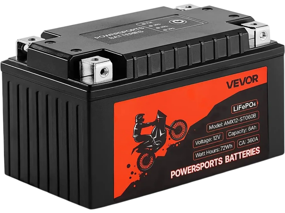VEVOR Motorcycle Battery, 12 Volt 6Ah, LiFePO4 Lithium Pre-Charged Powersports Battery, Maintenance Free & High Performance, Compatible with ATV, Motorcycle, Jet Skis, Scooter, UTV, and More
