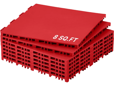 VEVOR Dryland Tiles for Hockey Floor Mat, 12 x 12 in 8 Pcs Interlocking Versatile Training Surface, Dance Floor Tiles, Hockey Training Equipment Board for Shooting (Red, 8 sq. ft/Box)