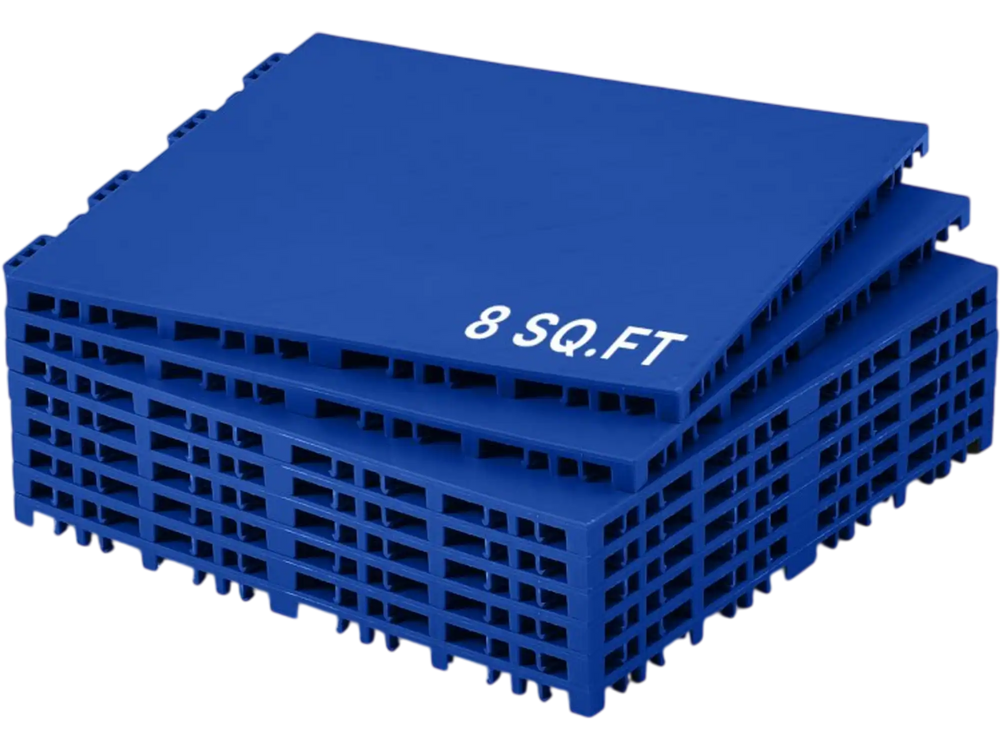 VEVOR Dryland Tiles for Hockey Floor Mat, 12 x 12 in 8 Pcs Interlocking Versatile Training Surface, Dance Floor Tiles, Hockey Training Equipment Board for Shooting (Blue, 8 sq. ft/Box)