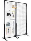 VEVOR 2' x 5.6' Grid Wall Panels Tower, 2 Packs Wire Gridwall Display Racks with T-Base Floorstanding, Double Side Gridwall Panels for Art Craft Shows, Retail Display with Extra Clips and Hooks