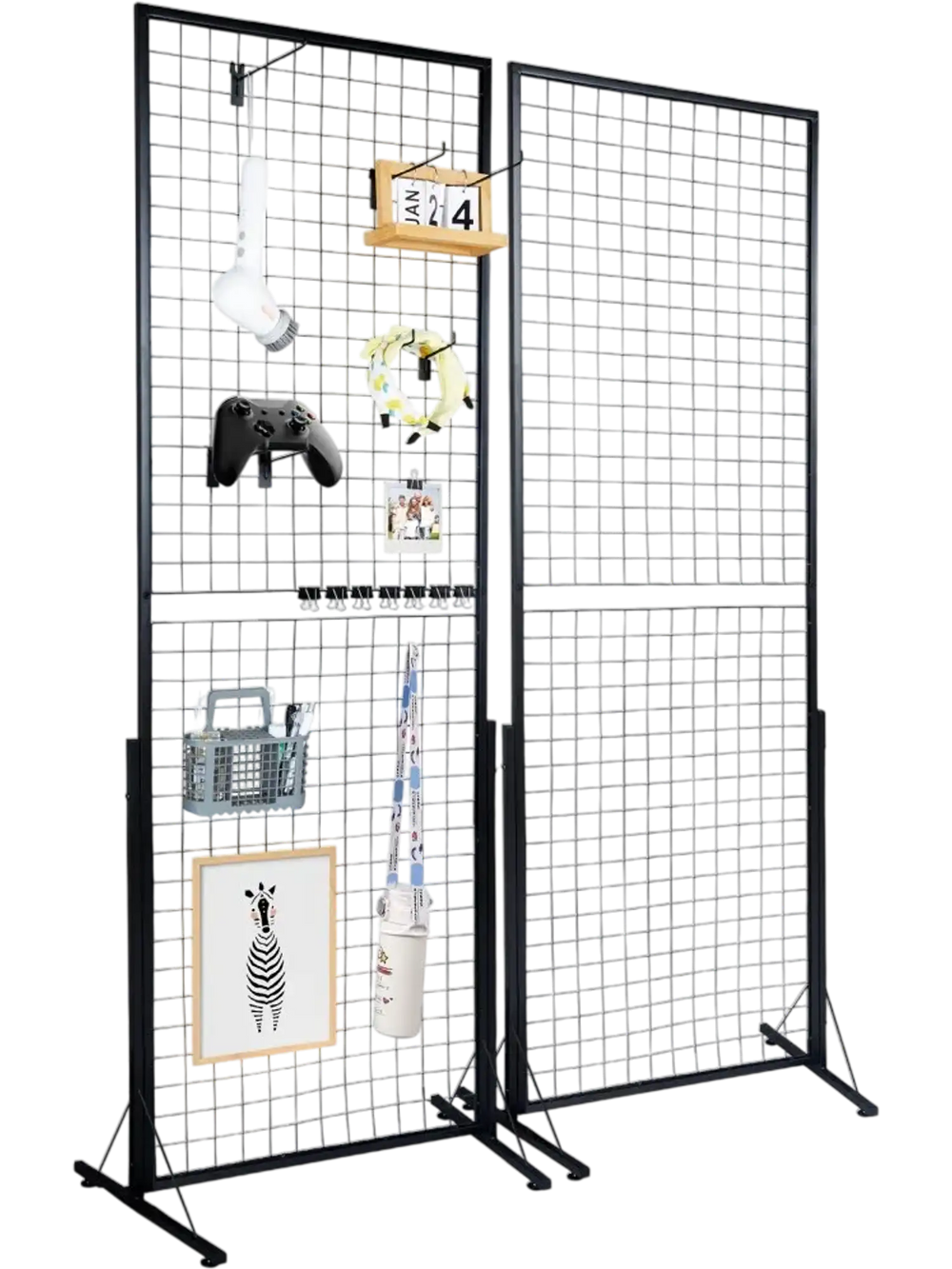 VEVOR 2' x 5.6' Grid Wall Panels Tower, 2 Packs Wire Gridwall Display Racks with T-Base Floorstanding, Double Side Gridwall Panels for Art Craft Shows, Retail Display with Extra Clips and Hooks
