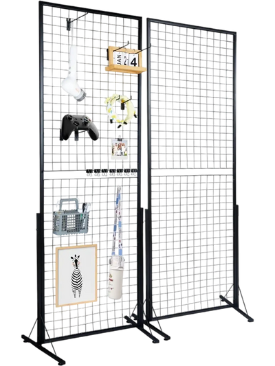 Vevor Gridwall Panels Tower 2-Pack Double-Sided Display Rack with T-Base 2' x 5.6' New