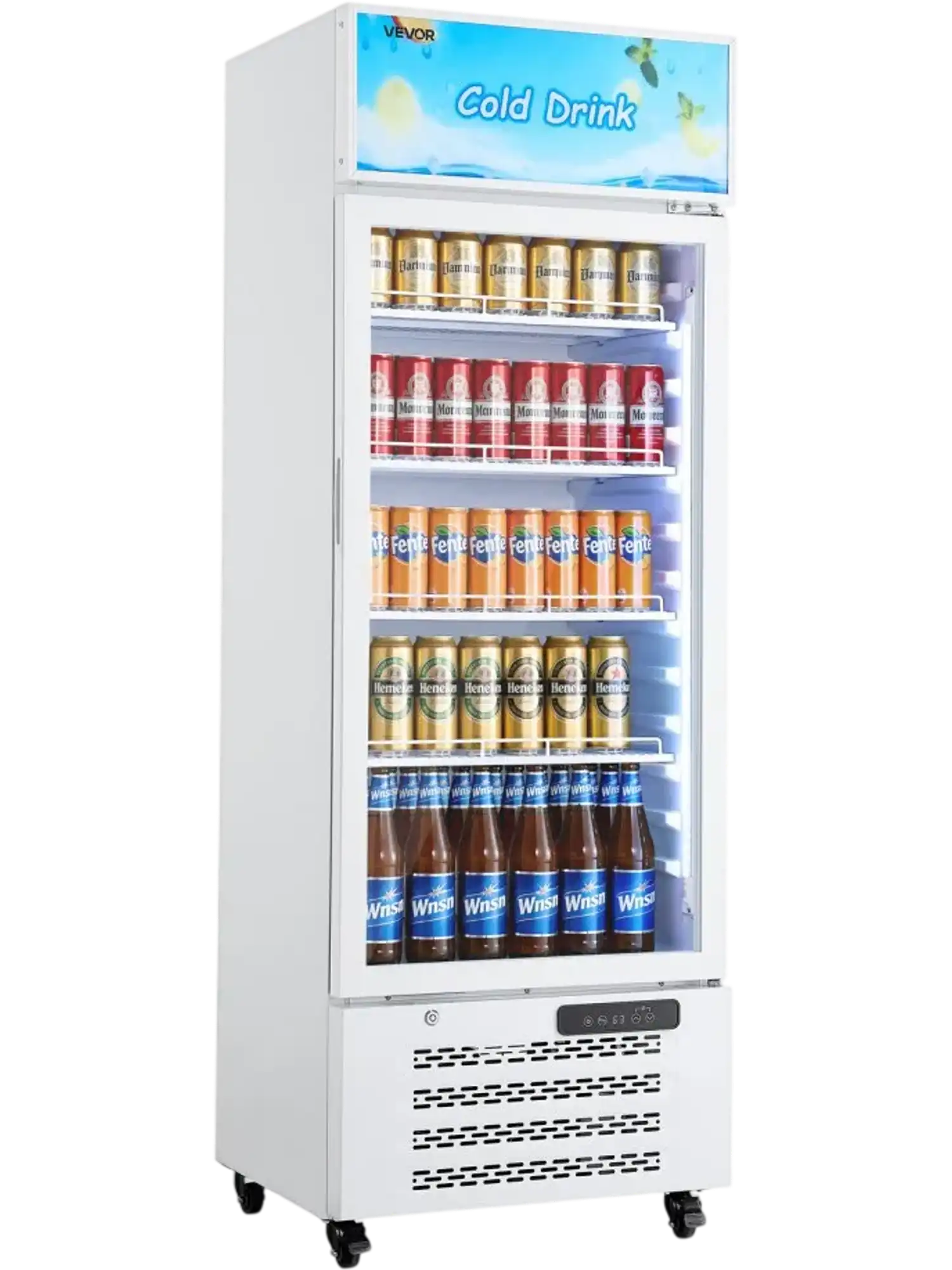Vevor Merchandiser Refrigerator 9.6 Cu. Ft. Glass Door Display Beverage Cooler New