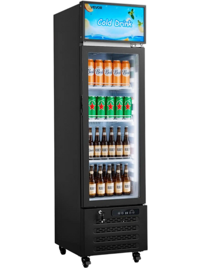 Vevor Merchandiser Refrigerator 6.1 Cu. Ft. Glass Door Beverage Cooler with Lightbox New