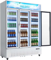 VEVOR Commercial Merchandiser Refrigerator, 36.4 Cu.Ft / 1030L Upright Beverage Cooler, 3 Glass Door Display Refrigerator with Customizable Lightbox, 12 Adjustable Shelves, Soft LED Lighting & Casters
