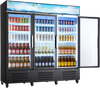 VEVOR Commercial Merchandiser Refrigerator, 54.3 Cu.Ft / 1538L Upright Beverage Cooler, 3 Glass Door Display Refrigerator with Customizable Lightbox, 12 Adjustable Shelves, Soft LED Lighting & Casters