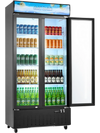 VEVOR Commercial Merchandiser Refrigerator, 20.8 Cu.Ft / 590L Upright Beverage Cooler, 2 Glass Door Display Refrigerator with Customizable Lightbox, 8 Adjustable Shelves, Soft LED Lighting & Casters