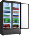 VEVOR Commercial Merchandiser Refrigerator, 29.3 Cu.Ft / 830L Upright Beverage Cooler, 2 Glass Door Display Refrigerator with 8 Adjustable Shelves, Soft LED Light & Casters for Bars Shops Supermarkets