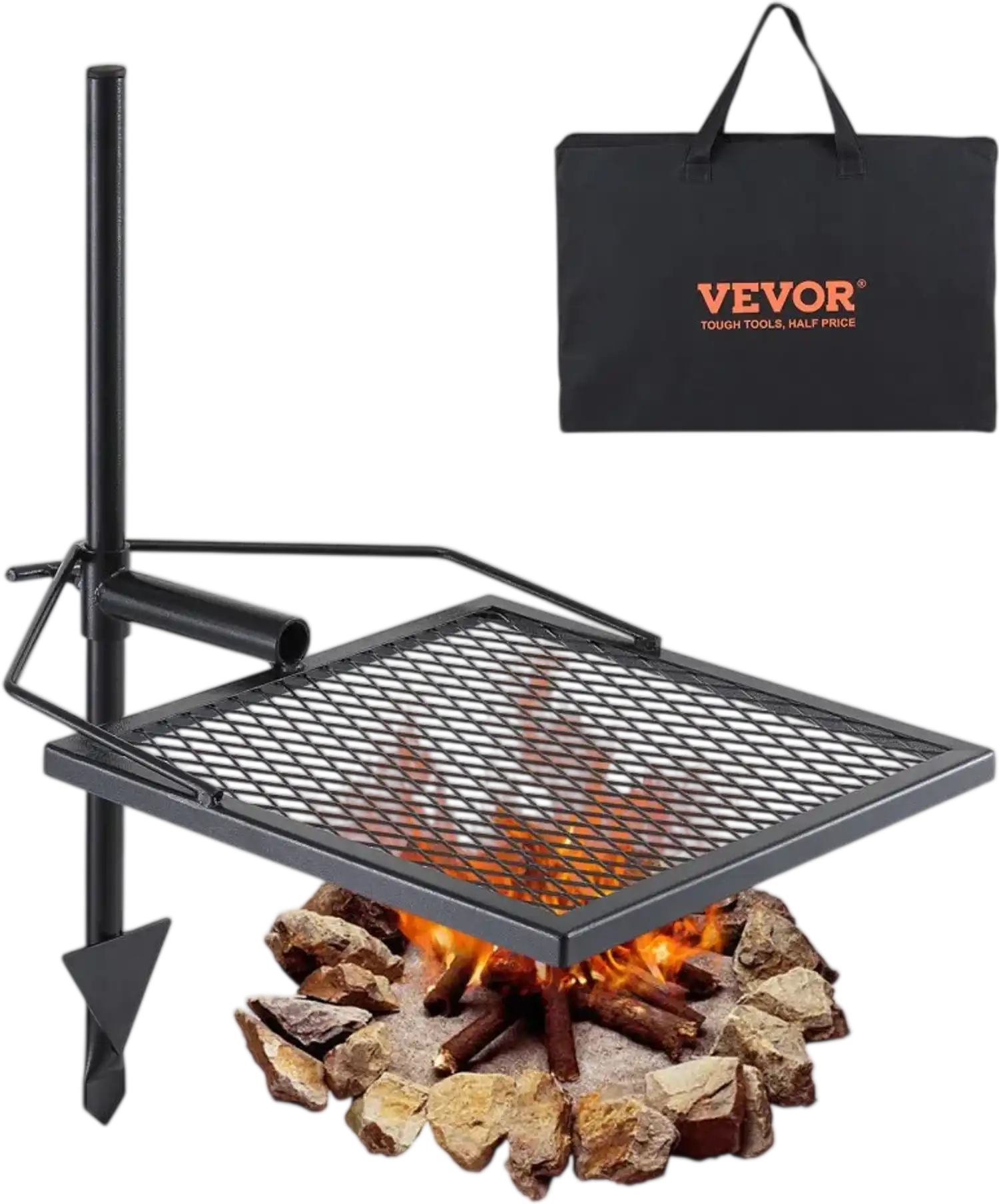 Vevor Campfire Grill Swivel Fire Pit Grill Grate New
