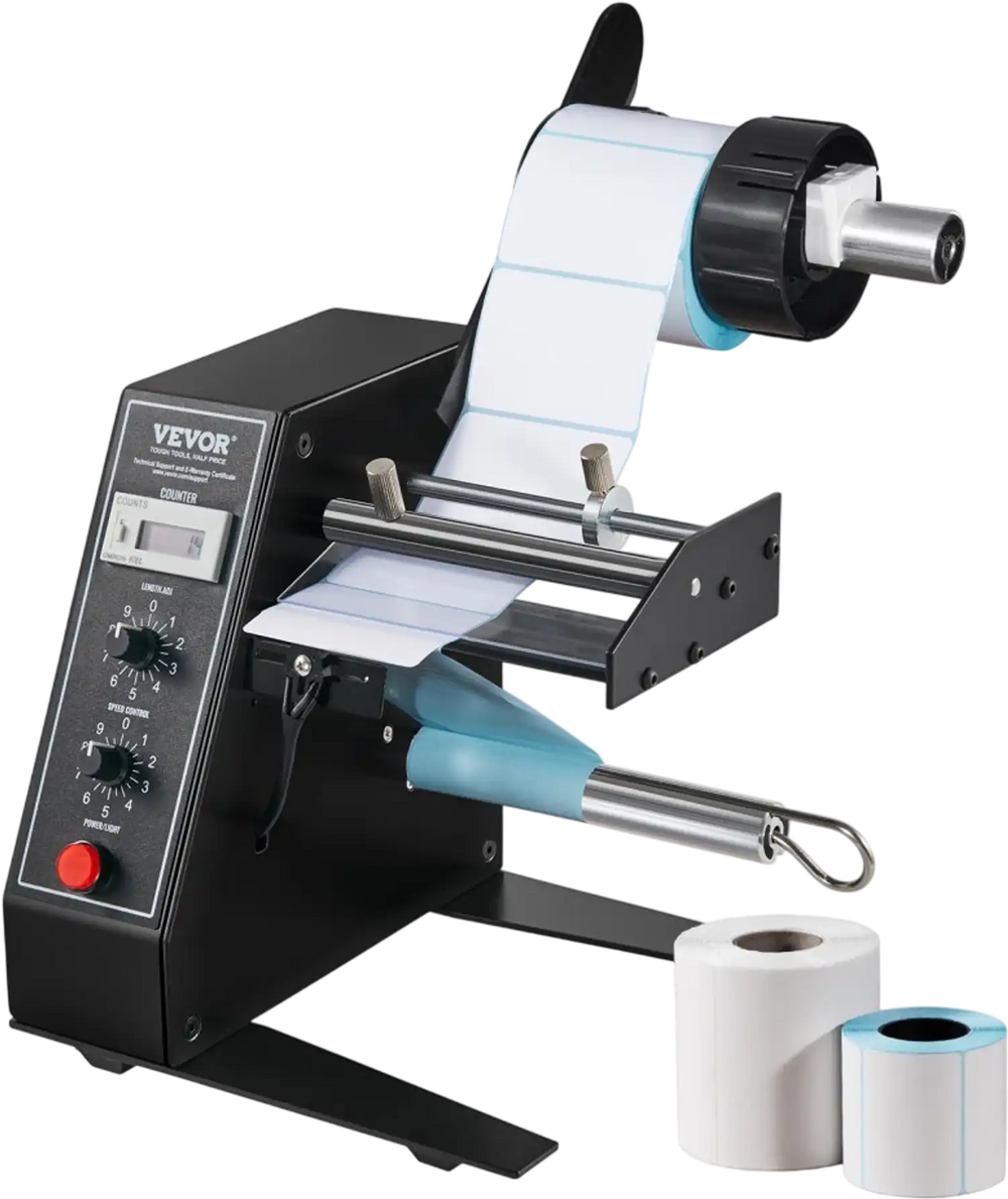 VEVOR Automatic Label Dispenser, Width 0.6"-4.9"/15-125 mm, Length 0.1"-5.9"/3-150 mm, Automatic Label Stripper Label Separating Machine, Speed Adjustable Label Applicator, Auto Counting 0-999999