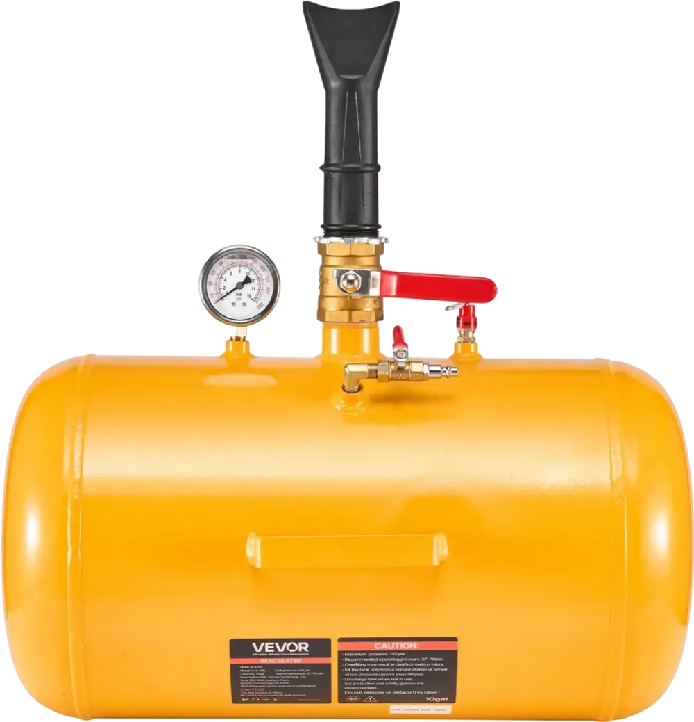 VEVOR Air Tire Bead Seater, 10 Gal / 37.9 L, Heavy Duty Tire Bead Blaster Tool, 87-116 PSI Operating Pressure, Air Trigger Seating Inflator for ATV, Tractor, Pickup, Truck, Jeep, RV, UTV, Yellow