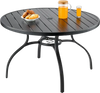 VEVOR Outdoor Patio Dining Table, 47 inch Round Metal Steel Slat Backyard Bistro Tables, with 1.5 in Umbrella Hole, Outside All-Weather Large Furniture for Lawn Garden Porch, Black