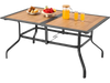VEVOR Outdoor Patio Dining Table, 59 inch Long Rectangular Wood-Like Steel Slat Backyard Bistro Tables for 4-6,  with 1.5 in Umbrella Hole, All-Weather Large Furniture for Lawn Garden Porch, Brown