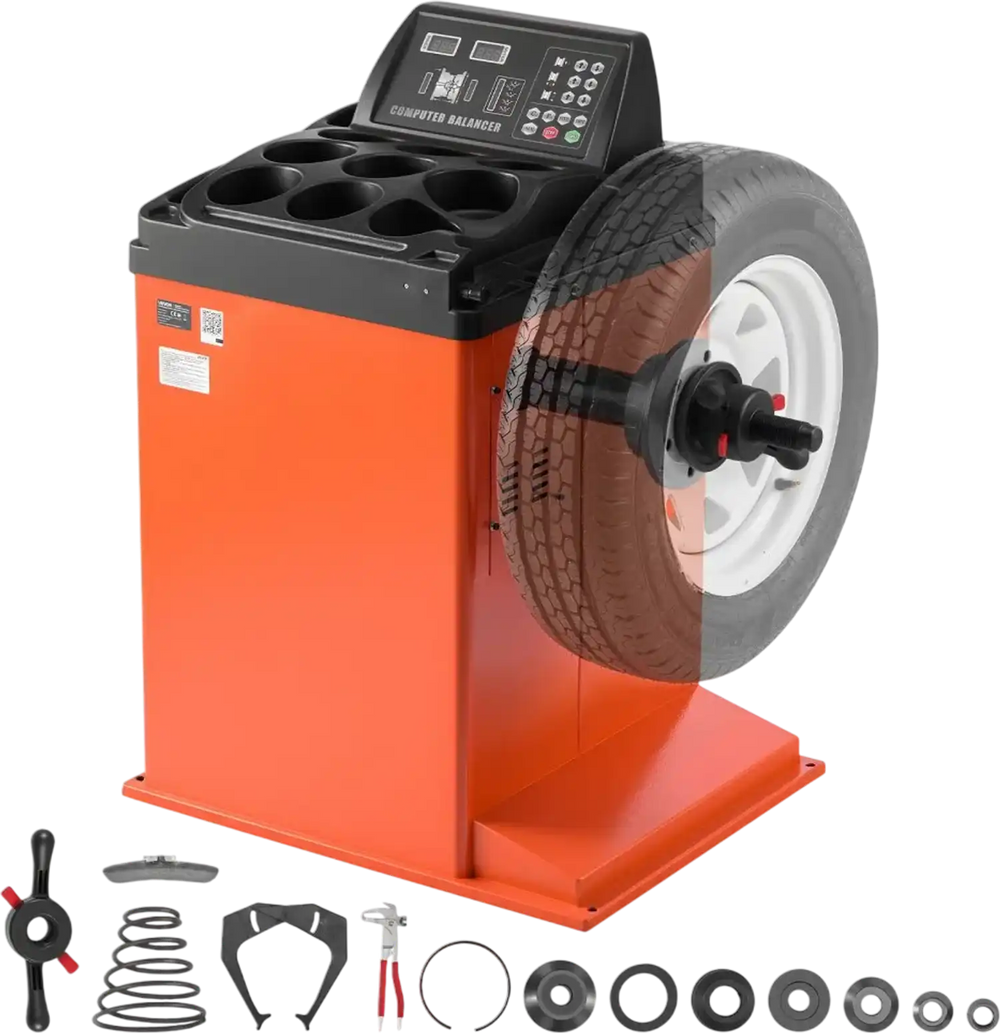 VEVOR Tire Balancer Machine 250W Wheel Balancer Support Up to 15" Rim Width, 110V High Accuracy Tire Balancing Machine with Sensitive Sensor & Digital Display, Heavy-Duty for Repair Shop & Home Garage
