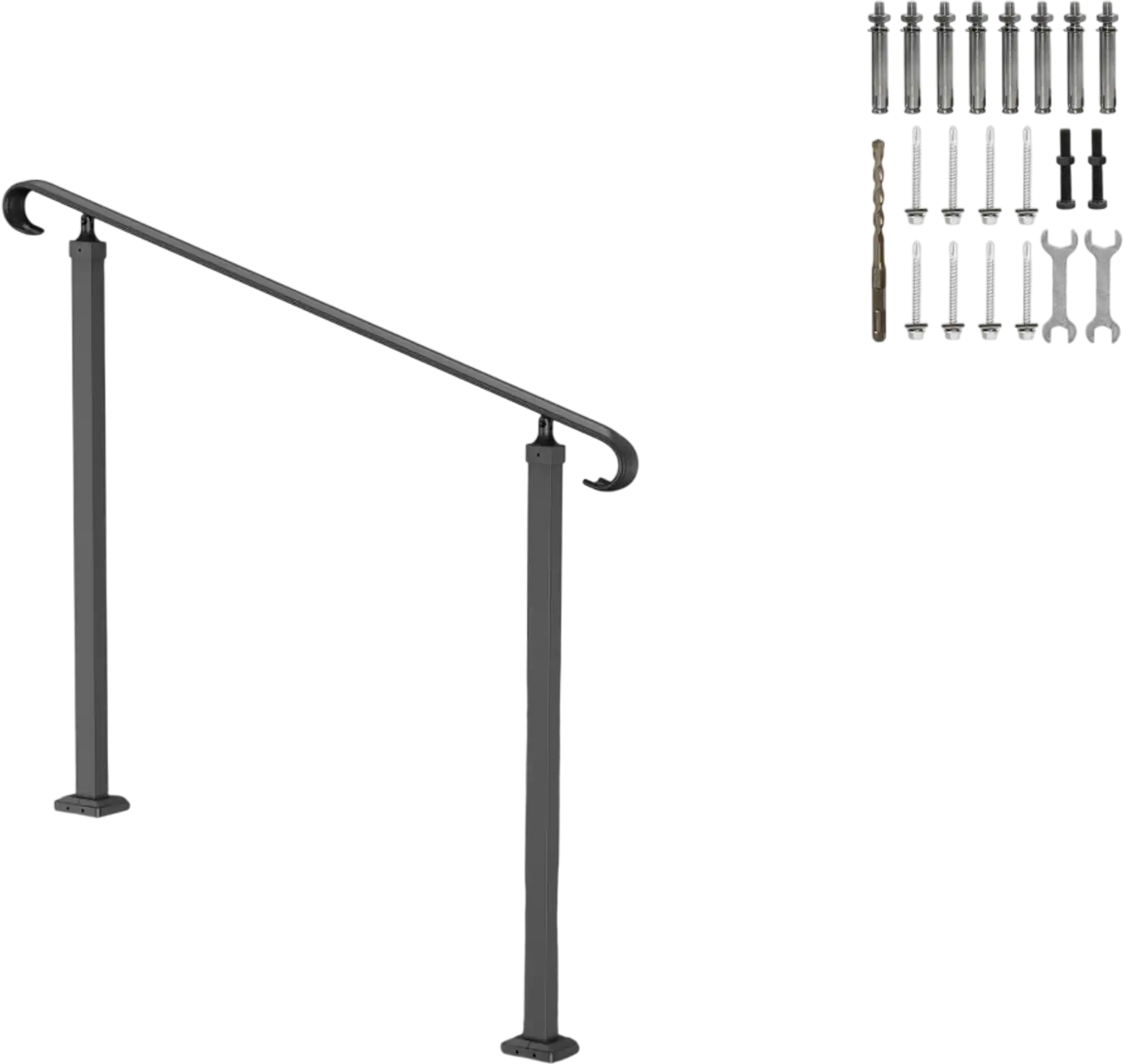 Vevor Handrail Outdoor Stair Railing for 1-3 Steps Black New