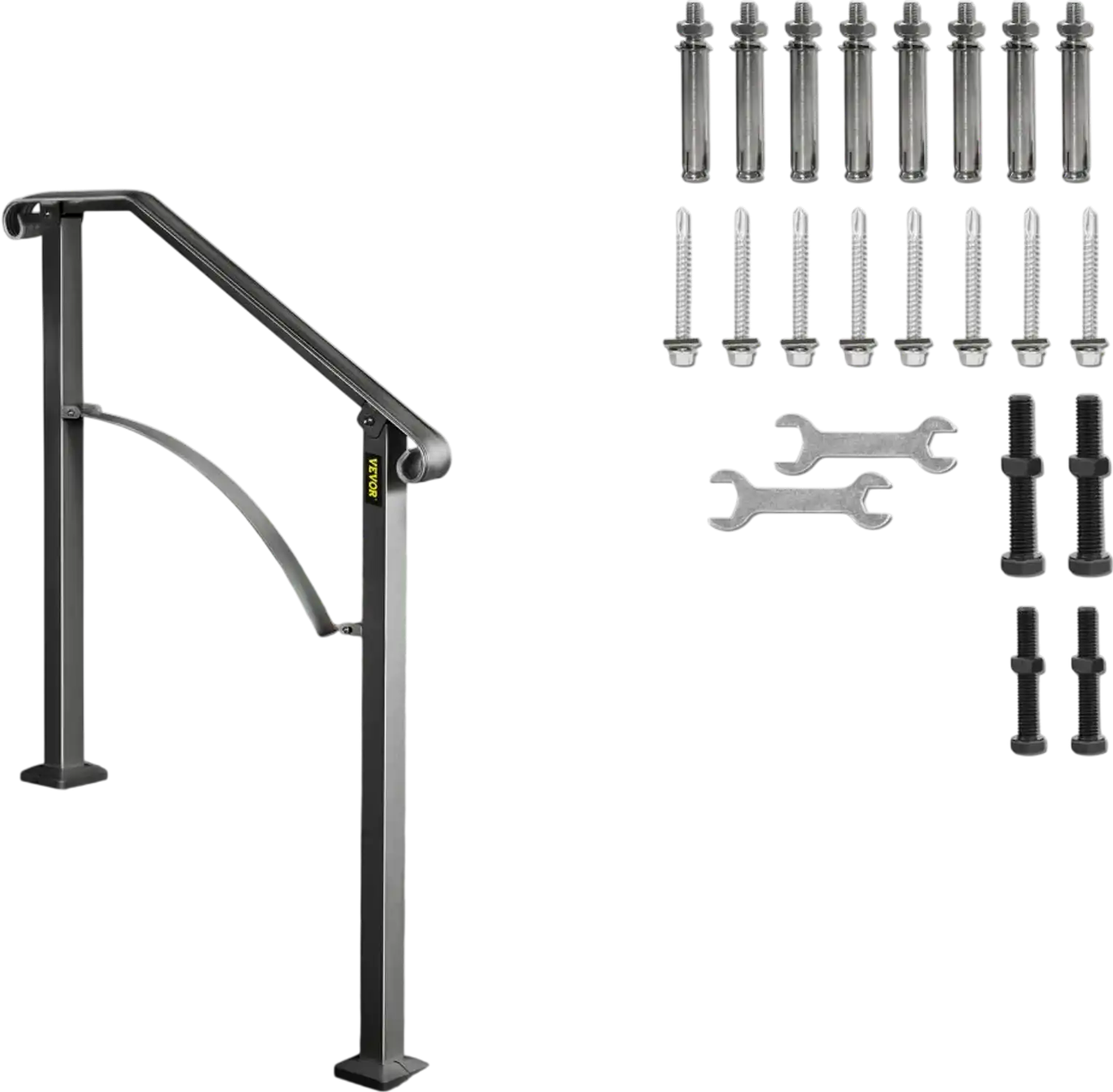 Vevor Handrail Outdoor Stair Railing for 2 or 3 Steps Black New