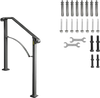 VEVOR Handrails for Outdoor Steps, Fit 2 or 3 Steps Outdoor Stair Railing, Arch#2 Wrought Iron Handrail, Flexible Porch Railing, Black Transitional Handrails for Concrete Steps or Wooden Stairs
