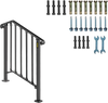 VEVOR Handrails for Outdoor Steps, Fit 2 or 3 Steps Outdoor Stair Railing, Picket#2 Wrought Iron Handrail, Flexible Porch Railing, Black Transitional Handrails for Concrete Steps or Wooden Stairs