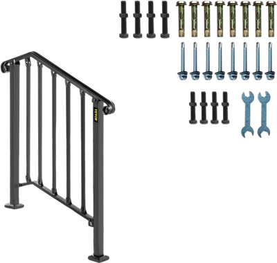 Vevor Handrail Outdoor Stair Railing for 2 or 3 Steps Black New