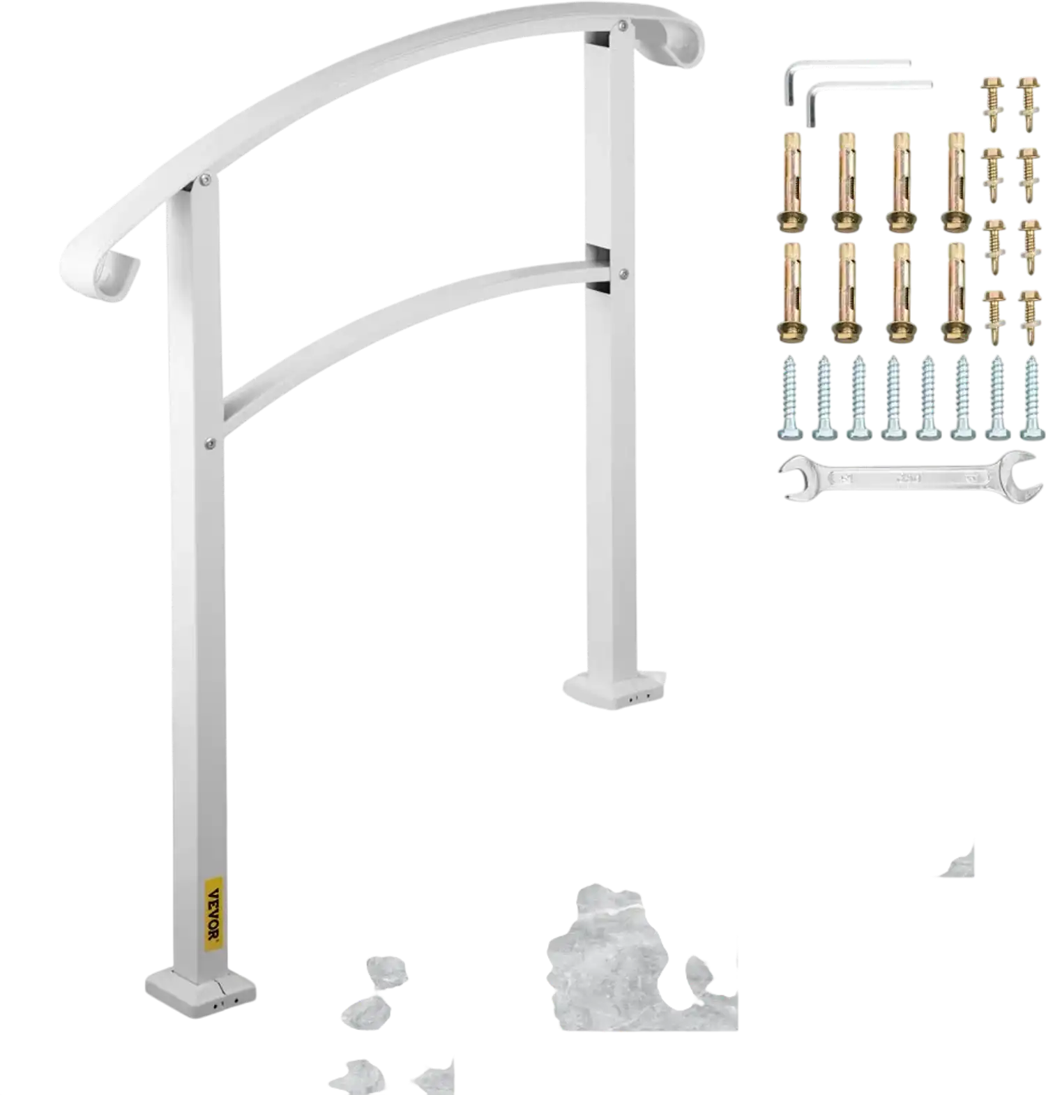 Vevor Handrail 3-Step Outdoor Wrought Iron Stair Railing Kit White New