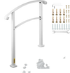 VEVOR 3-Step Handrails for Outdoor Steps Fits 1 or 3 Steps Matte White Stair Rail Wrought Iron Handrail with Installation Kit Hand Rails for Outdoor Step