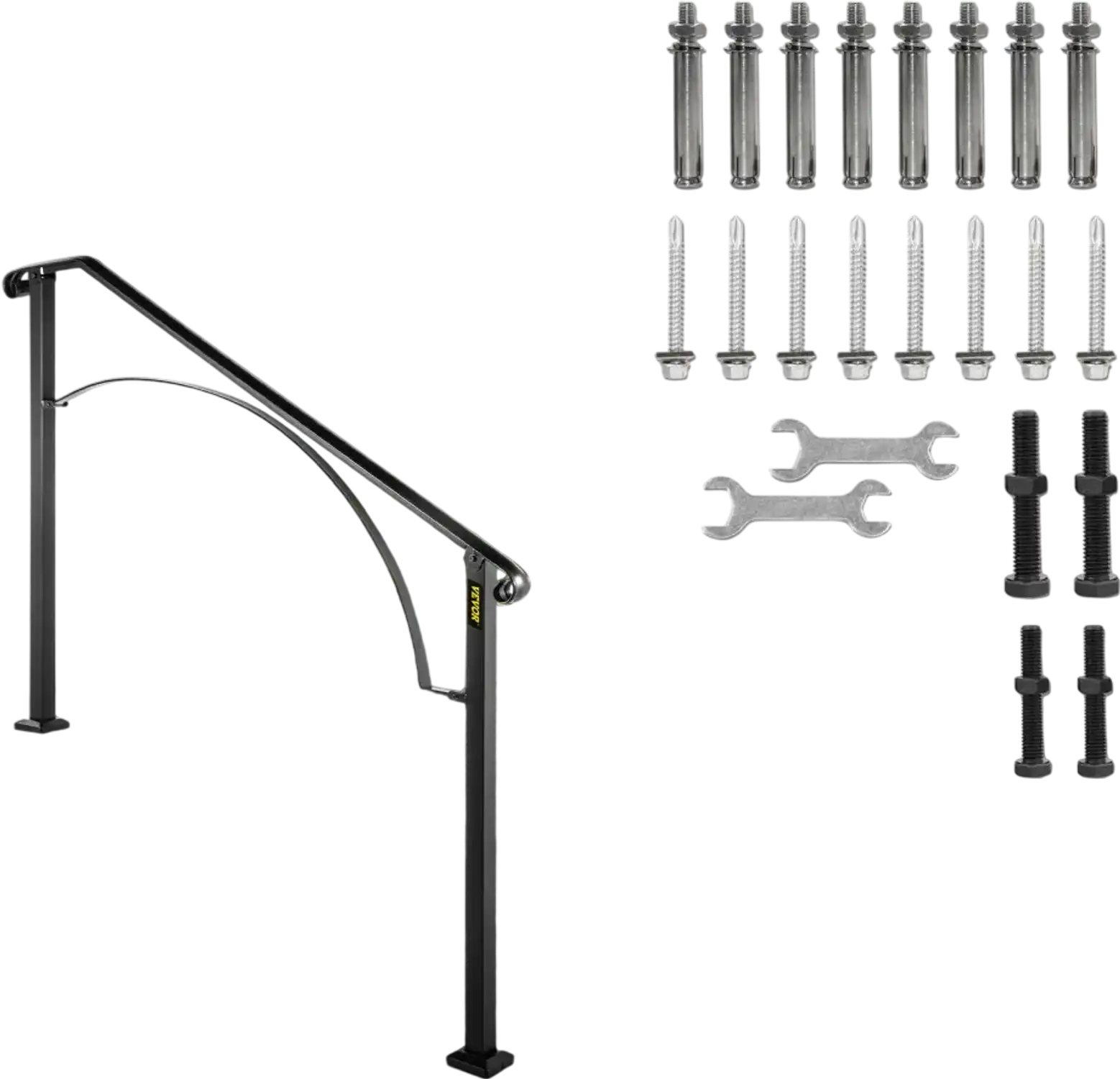 Vevor Handrail Outdoor Stair Railing for 3-4 Steps Black New