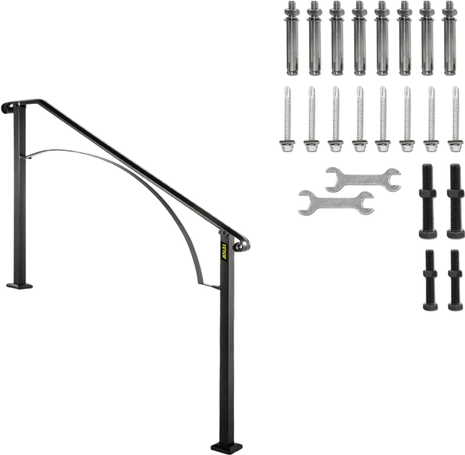 Vevor Handrail Outdoor Stair Railing for 4 or 5 Steps Black New