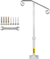 VEVOR Single Post Handrail White Wrought Iron Post Mount Step Grab Supports Fits 1 or 2 Steps Grab Rail Single Post Railing