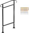 VEVOR Outdoor Stair Railing, Fit 1 or 2 Steps Wrought Iron Handrail, Adjustable Front Porch Hand Railings, Black Transitional Hand Rail for Concrete Steps or Wooden Stairs with Installation Kit