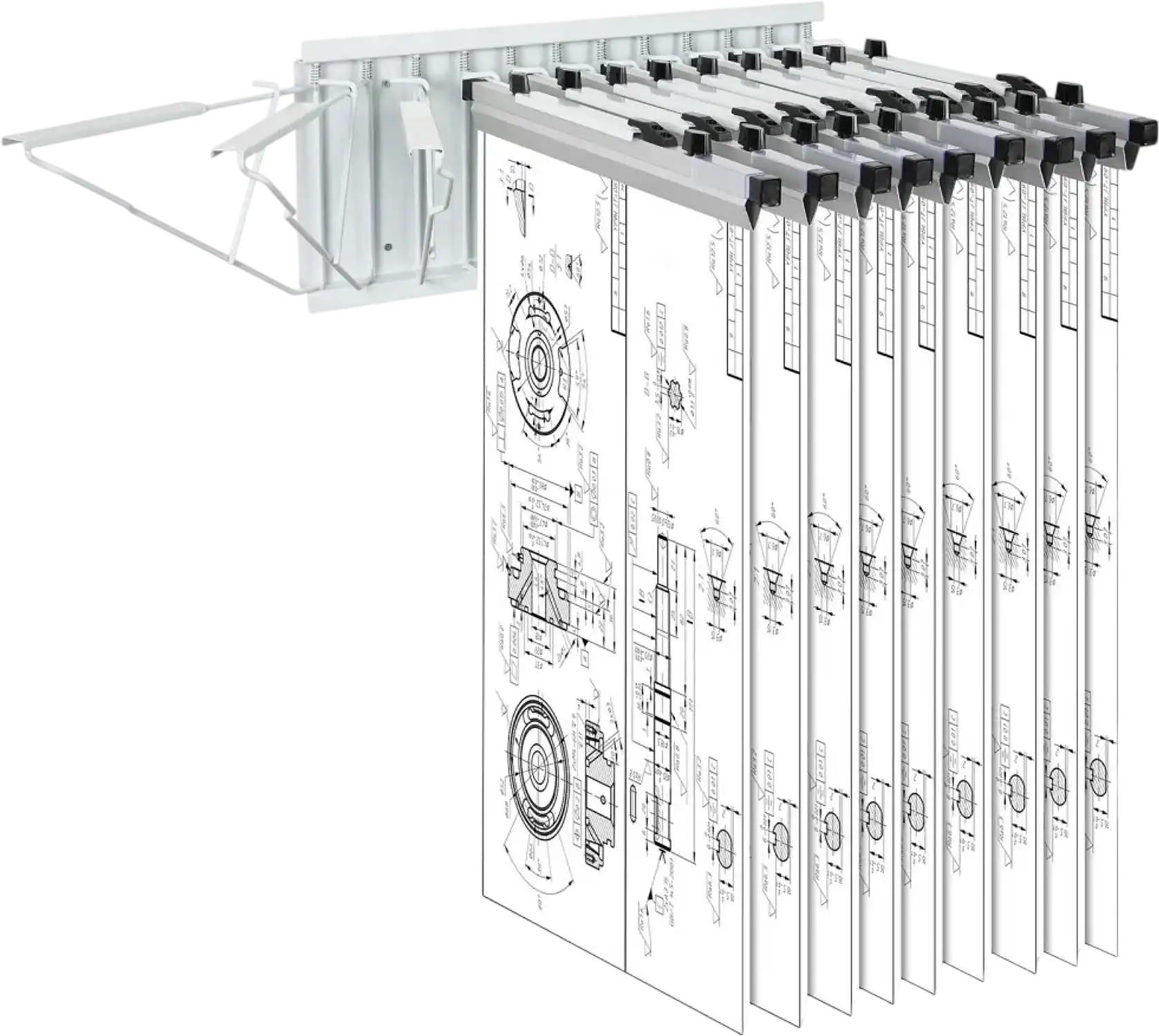 Vevor Blueprint Storage Rack Wall Mount 12-Pivot Bracket Document Holder New